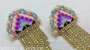 Hill Stitch Geometric Beaded Earrings